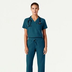 Jaanuu Essential 1-Pocket Scrub Top - Caribbean Blue